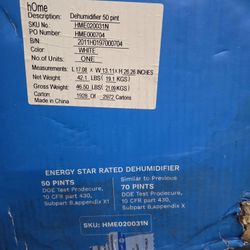 Dehumidifier 50 Pints