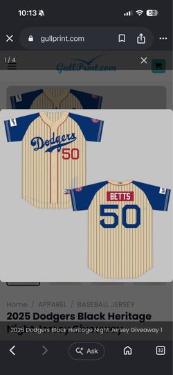 LA Dodgers Mookie Betts black heritage night size XL