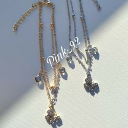 BUTTERFLY 🦋 RHINESTONE DOUBLE LAYERED ANKLET SILVER OR GOLD