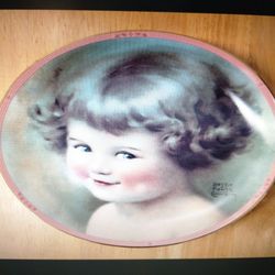 Vintage Girl Portrait Plate – Pink Cottage Nursery Wall Decor Set