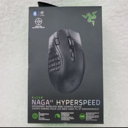 Razer Naga V2 Hyperspeed Ergonomic Wireless MMO Gaming Mouse RZO1-0360 Black