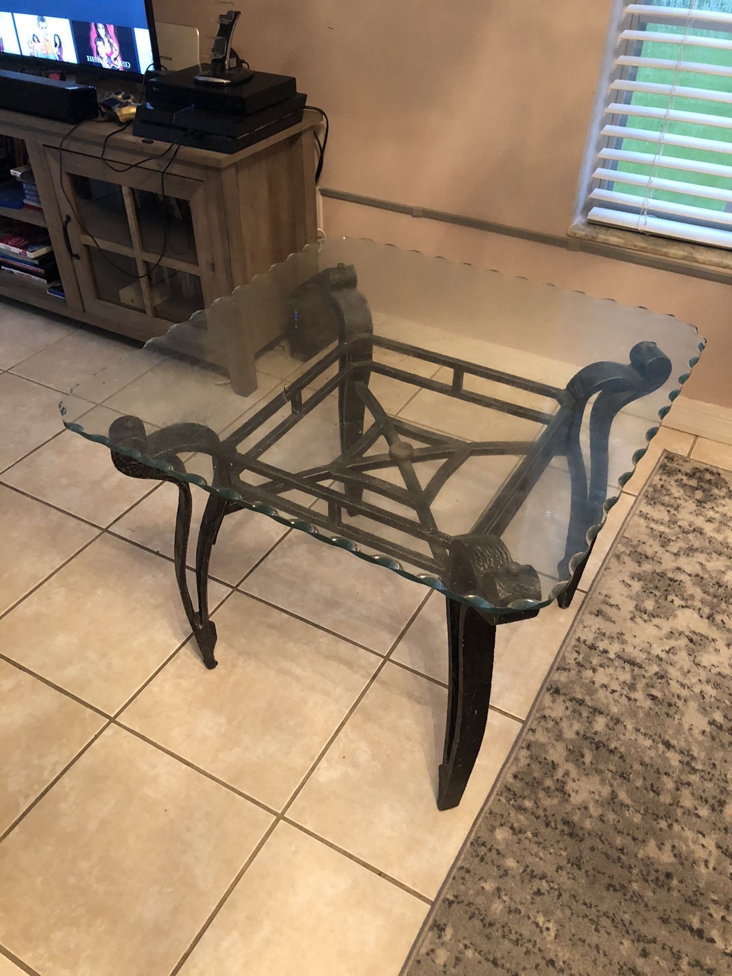 Glass and steel vintage table