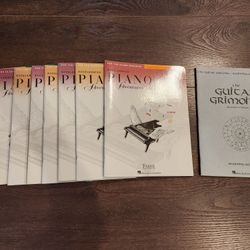 Self Teaching Piano, Guitar Lesson Books 8 piano nooks and 1 Guitar book with 2 DVDs, Great Condition 