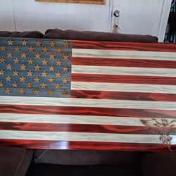 Wooden American flag hanging