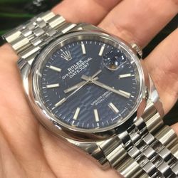 Rolex Datejust Blue Motiff Dial Mens Jubilee Full Stickers 126200