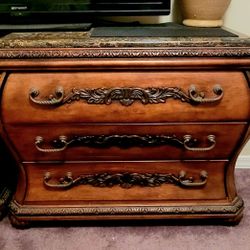 Bombay Chest W/ Granite Top 3 Drawer Commode Dresser