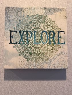 Boho “Explore” Mandala Canvas Wall Art 12 x 12