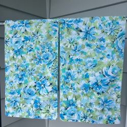 3 piece set vintage Grants mcm floral f/q flat sheet and 2 pillowcases
