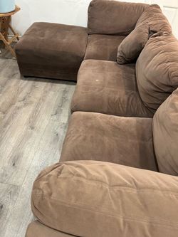 Brown Microfiber Sectional Sofa with Ottoman