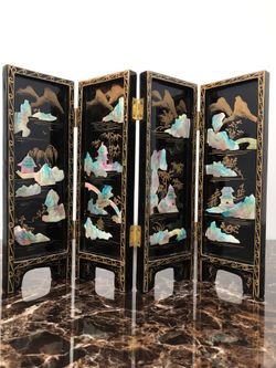 Vintage Table Top Oriental Screen 