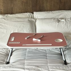 Lap Desk - Foldable Lap Desk with Storage Drawer, Cup Holder & Tablet Slot & DC USB Ports, Versatile Bed Desk, Bed Tray