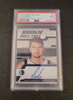 PSA 9 Mint Rc on card Auto Luka Doncic 2018-19 Panini Certified Rookie Roll Call