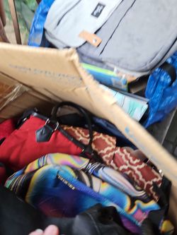 Bags, backpacks, purses, lunch bags and hats.