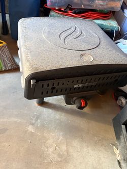Black stone pizza Oven just dirty from storage unit. Comes with propane tank