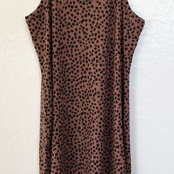 Old Navy Brown Sleeveless Midi Dress With Black Spots Print 