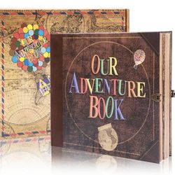 Our Adventure Book 146-Page DIY Handmade Scrapbook, Embossed Leather Cover - Ideal for Memories, Anniversary, Wedding, and Best Friend Gift - Inspired