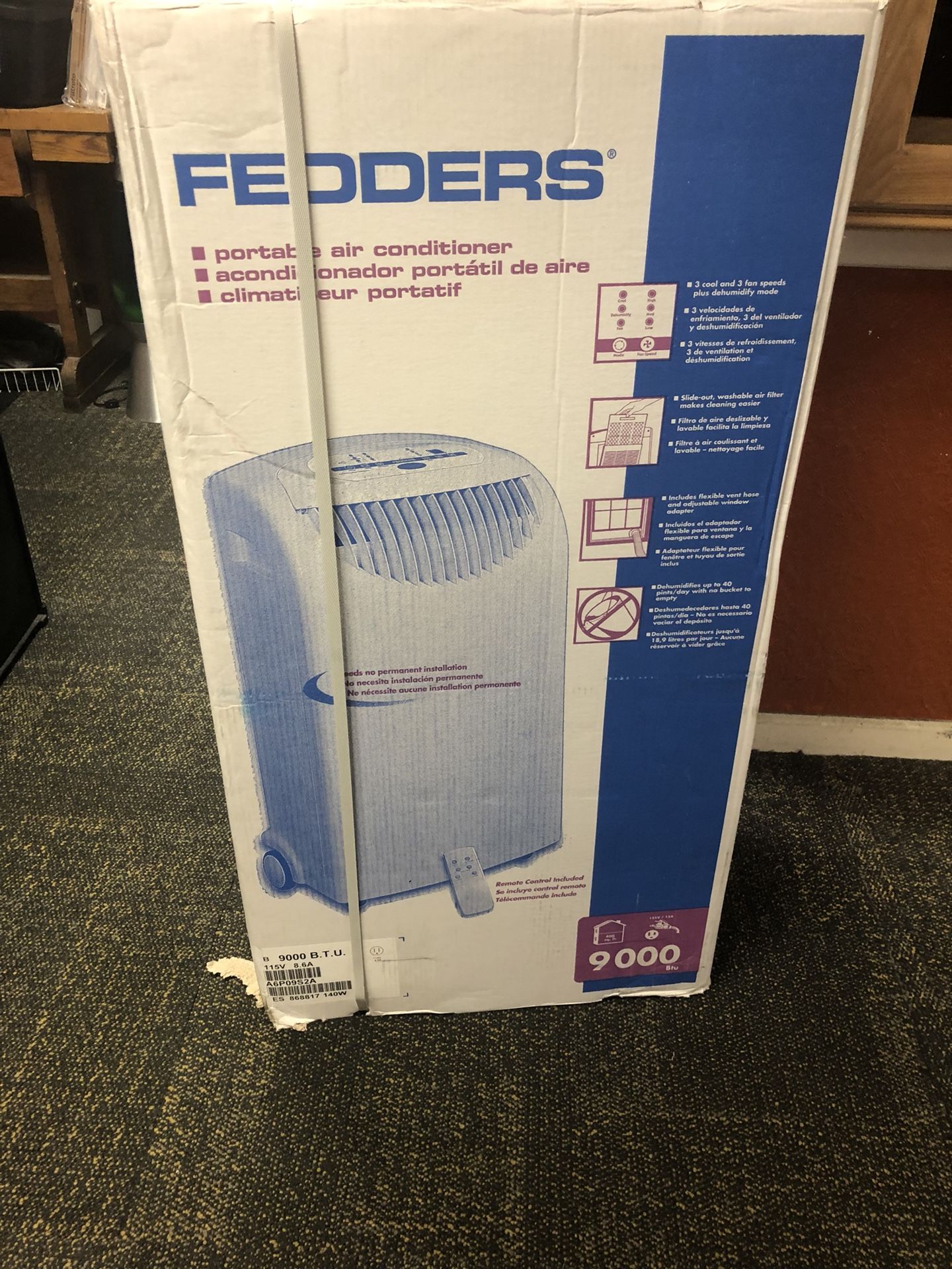 BRAND NEW FEDDERS 9000 BTU PORTABLE AIR CONDITIONER