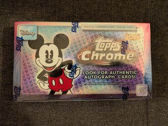 2026 Topps Chrome Disney factory sealed hobby box in hand