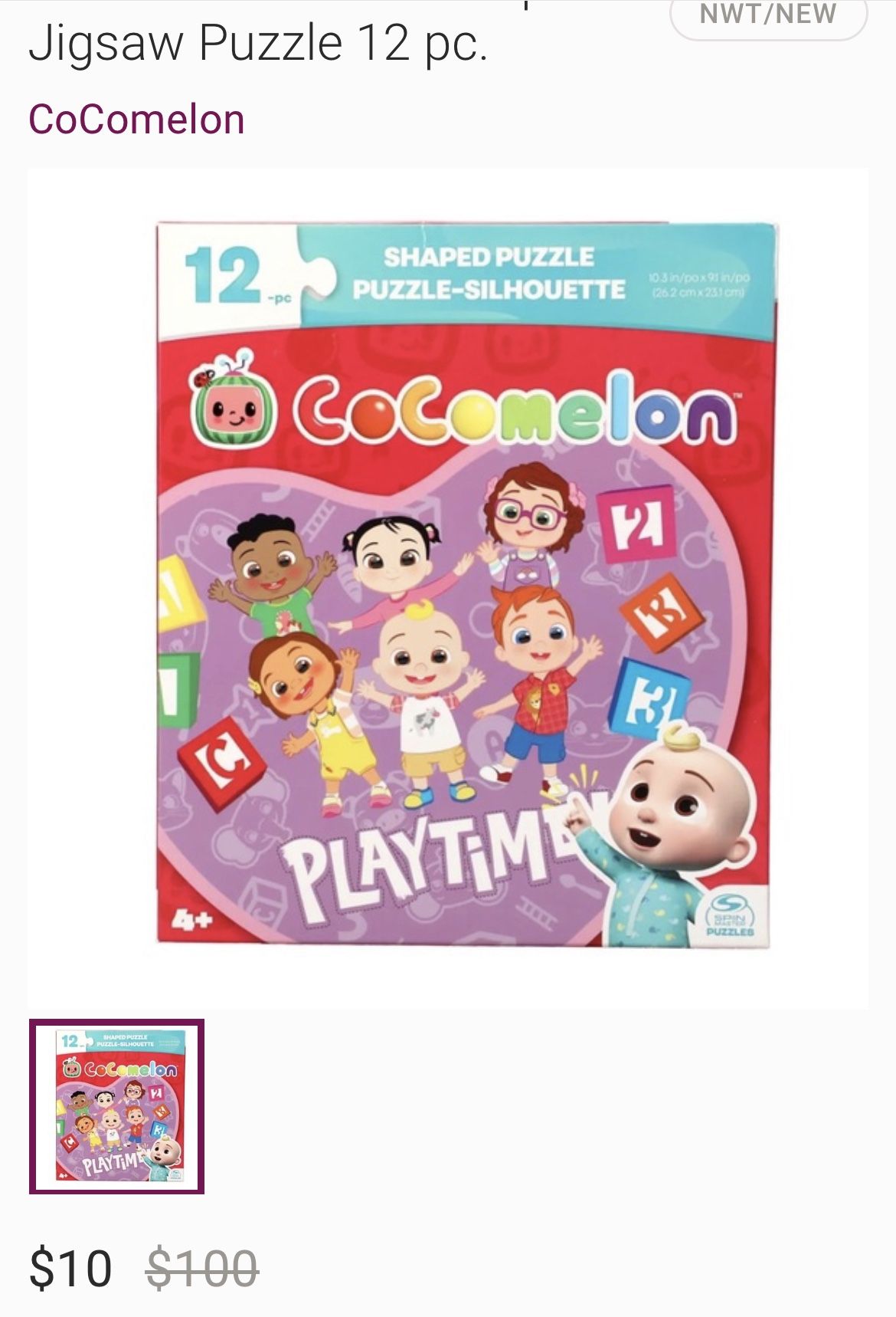 Kids Cocomelon Heart Shaped Puzzle - 12 Pieces-in original box