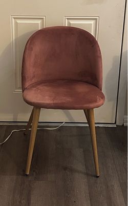 Pink Velvet Accent Chair with Wood Legs