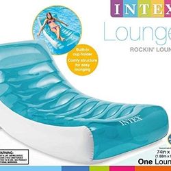INTEX- Inflatable Rocking Lounge Floating Chair With Support Unit Built-in Cup Holder