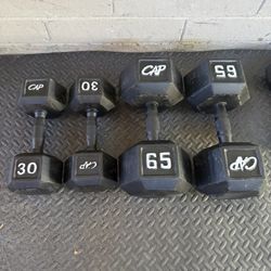 Cap Cast Iron Hex Dumbbell Set – 30 and 65lb Pairs 