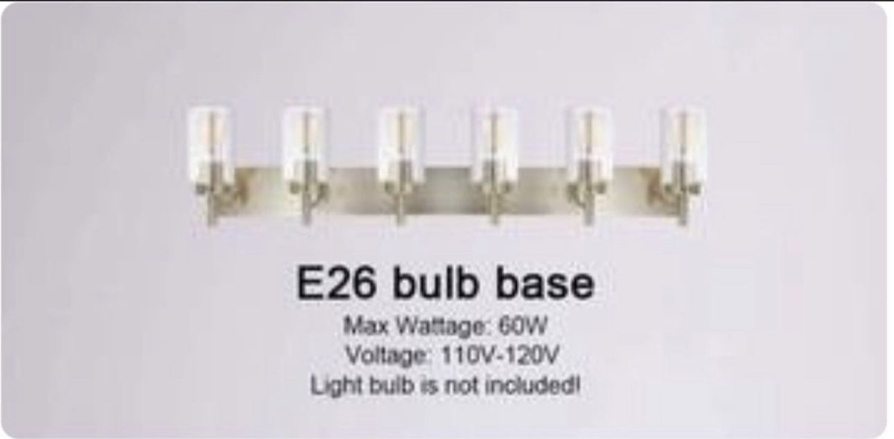 6 Light Bathroom Vanity Light Fixture Black Modern Wall Lighting with Clear Glas