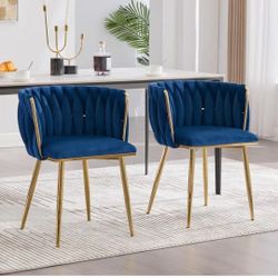Modern Navy Velvet Leisure DiningChair with Metal Legs (Set of 2)

New Assembled It Already Retail $240