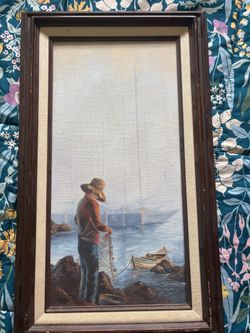Vintage Eileen Lohse Coastal Fishing Scene – Signed California Family Heirloom