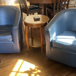 Faux Leather 2 Barrel Chairs