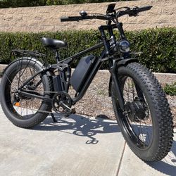 Dual Motor(2x1000W=2000W Total) Electric Ebike, Mountain Bike (26x4.0) 33-35 Mph(Black/Matte)