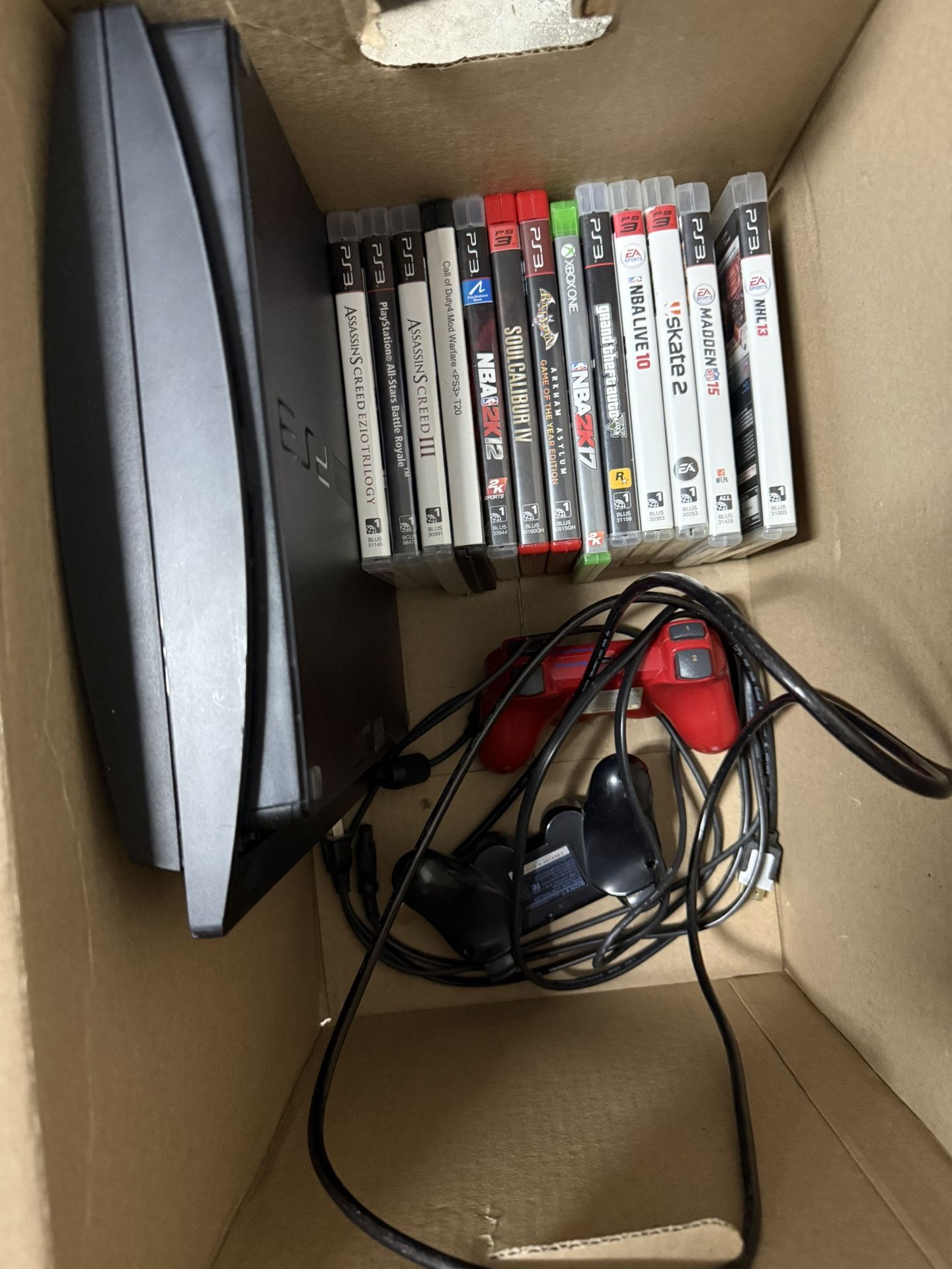 PS3 Slim (160gb) Bundle With Two Controllers + Games & All Wires Needed