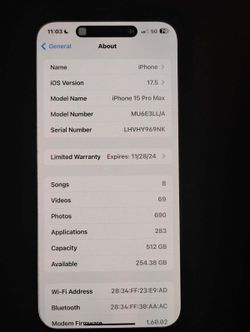 15 Pro Max UNLOCKED 512Gb