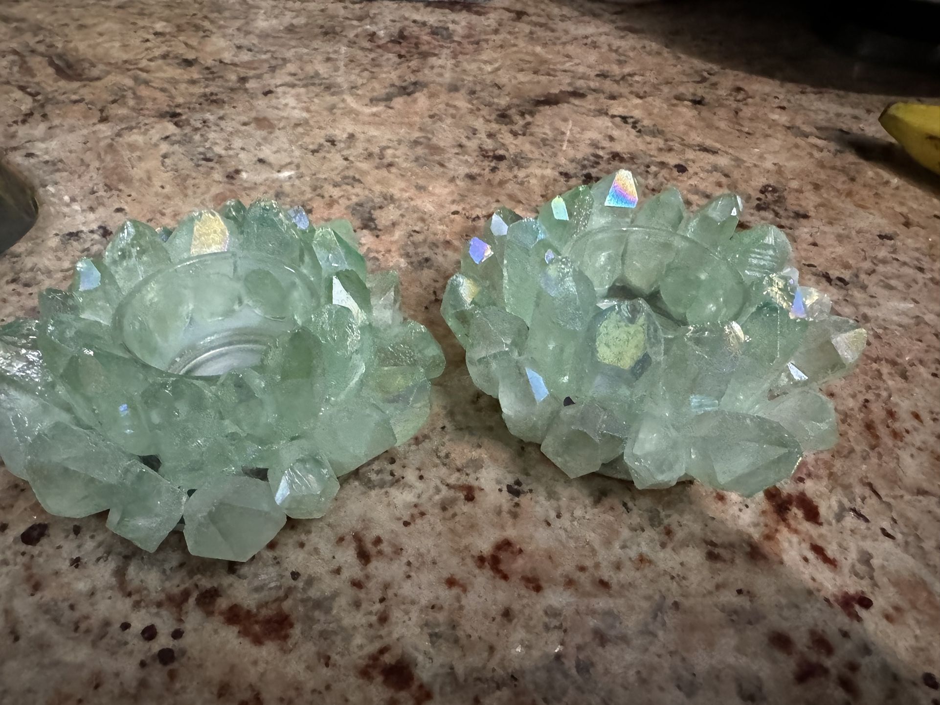 TEA LIGHT CANDLE HOLDER $9.00 each (HAND CARVED CRYSTAL)
