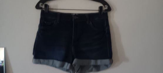 Dark jean cuffed shorts
