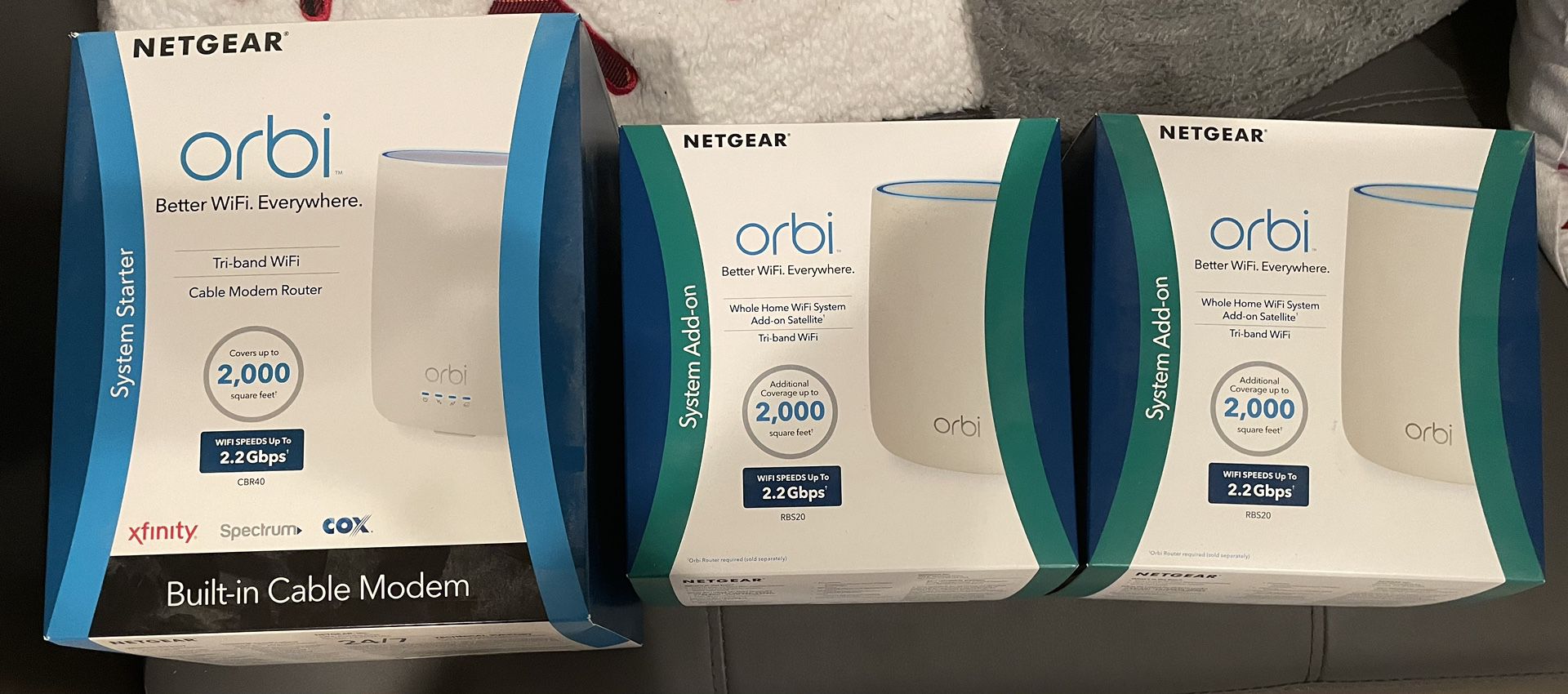 Orbi whole home WiFi System. Router/Modem And  2 Satellites. 