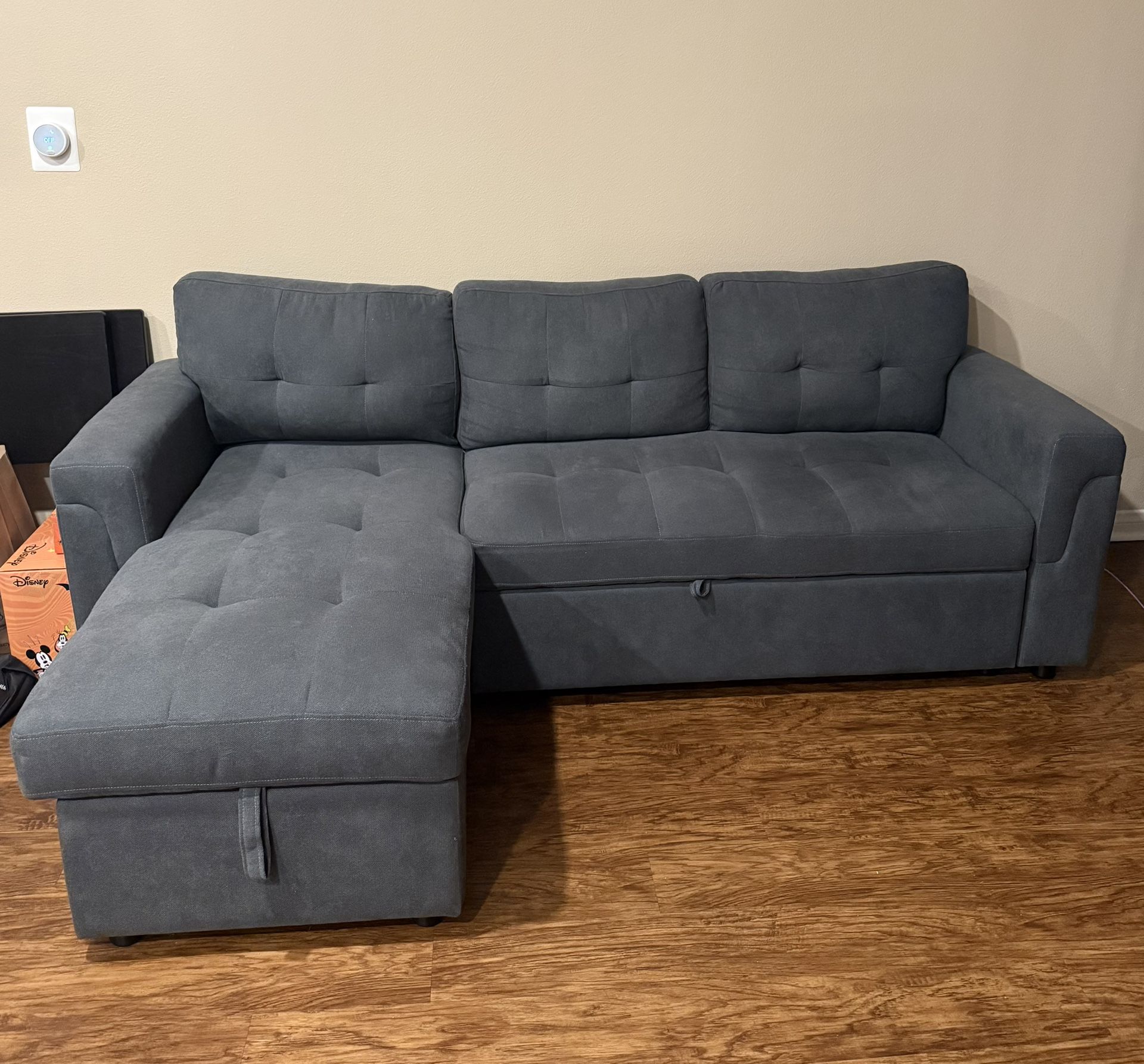 Multifunctional Sectional Sofa|Couch with Pull-Out Sleeper Bed & Hidden Storage
