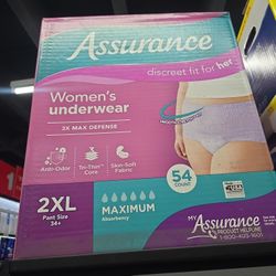 Assurance Women's Incontinence & Postpartum Underwear, 2XL, Maximum Absorbency (54 Count)
