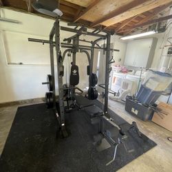 Vesta Fitness Smith Machine 1001 w/Bench Attachment | 230lb Bumpers Olympic Weights | 7ft Olympic Bar | Fitness | Gym Equipment | FREE DELIVERY 🚚 