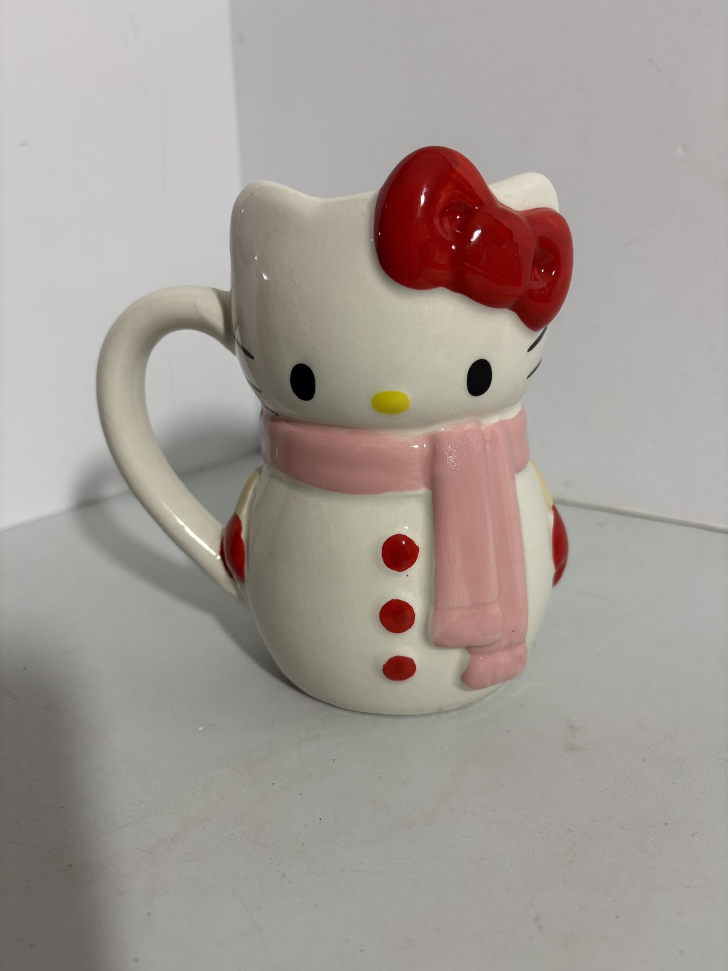 Hello Kitty Snowman Ceramic Mug 6” 3D Sculpted Hand Painted Sanrio Christmas
