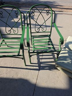 Vintage Expensive Iron green chairs