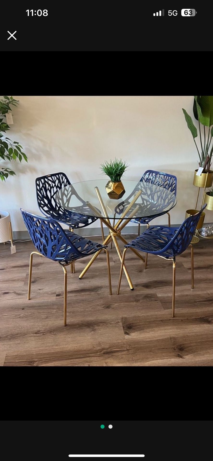 Navy Blue And Gold Dining Table Set