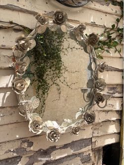 Indoor/outdoor hanging candle stick mirror