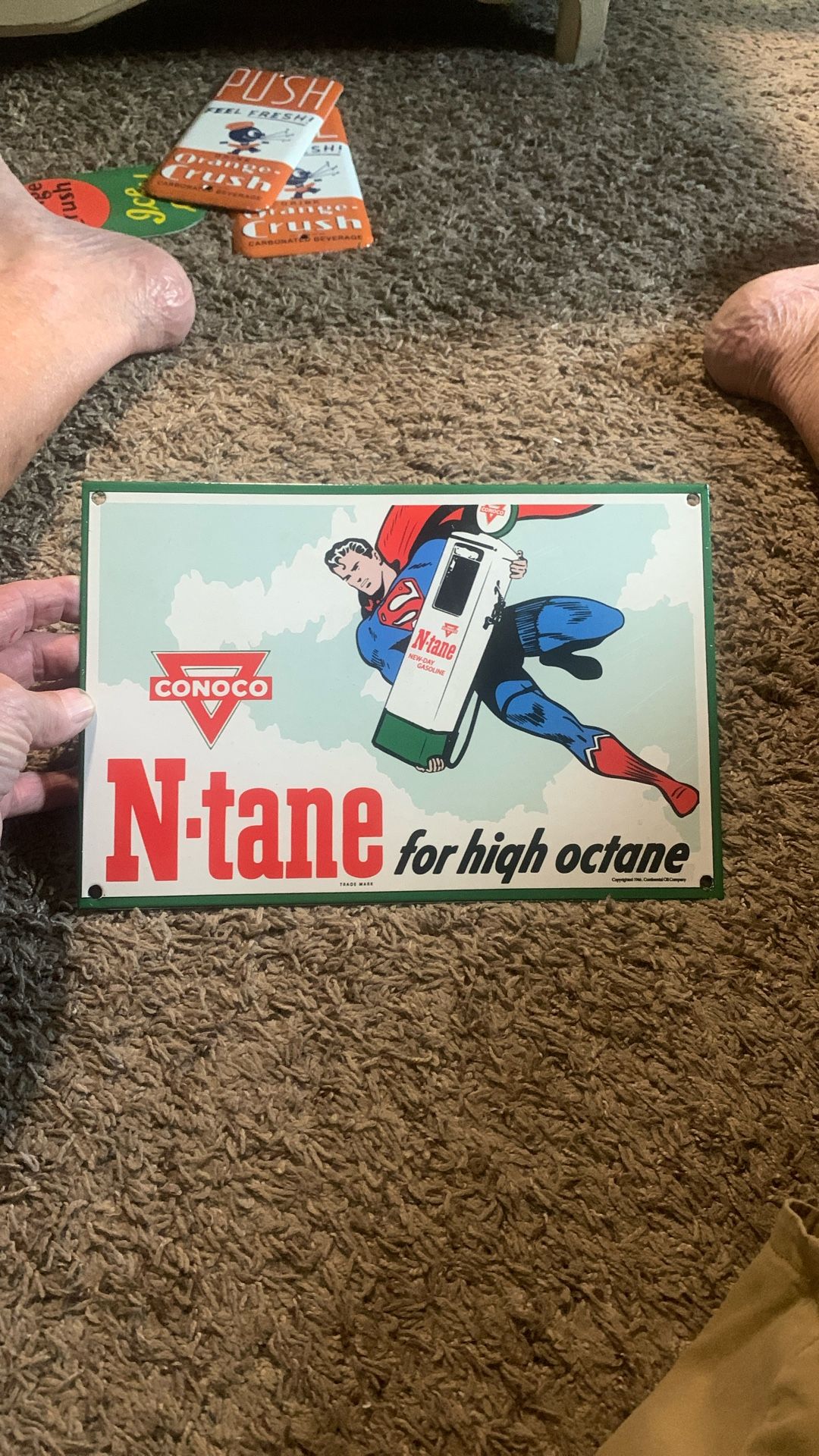 ConocoPhillips Superman Porcelain 8x12 Heavy Station Sign