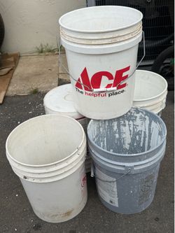 5-Gallon Plastic Buckets Lot of 6