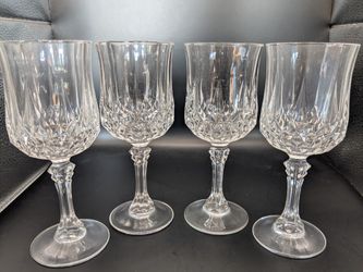 Cristal d'Arques Longchamp Cut 6.5" Crystal Goblets - Set of 4