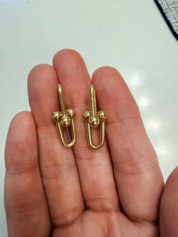 18k real gold T link design earrings