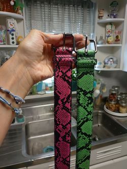 Neon green and pink Loosey belts