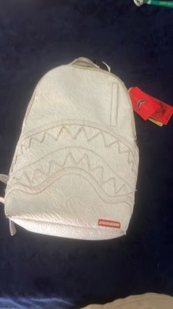 Sprayground White Shark Backpack – Embossed Graffiti Edition