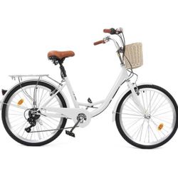 Cruiser Bike / City Bike with Step Through, 7-speed Shimano, White, 26" - BRAND NEW